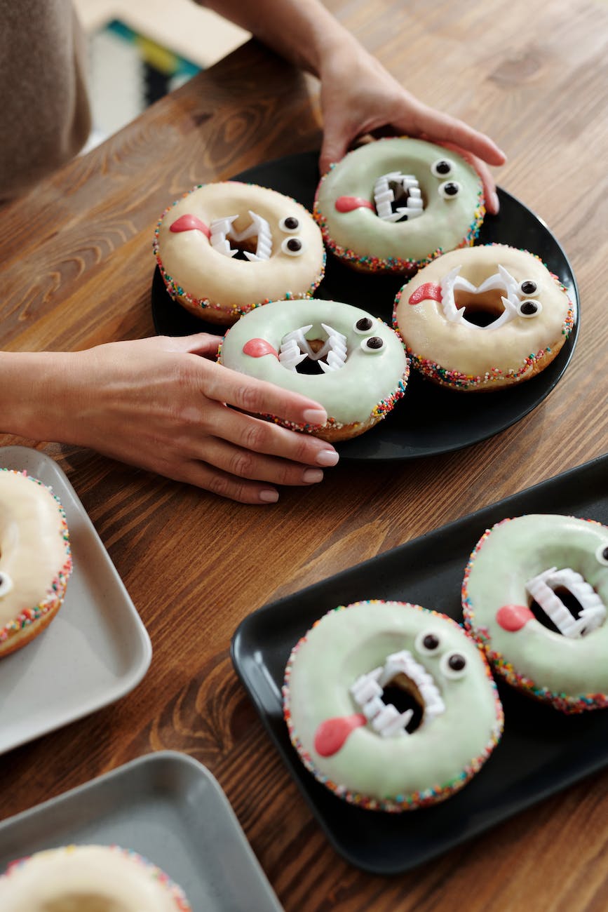 spooky donuts on a plate