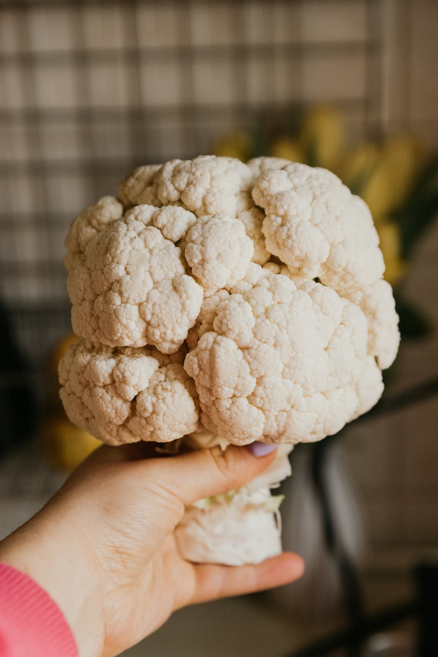 bunched of cauliflower on hand